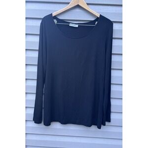 Bryn Walker Black Tunic Top Modal Blend Stretch Made In USA Lagenlook Minimal XL